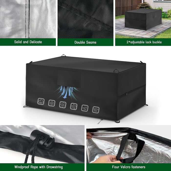Водонепроникний чохол для садово-патіо меблів 200*160*70 см, 420D Oxford, захист від УФ, анти-PU, зимовий, для саду та тераси