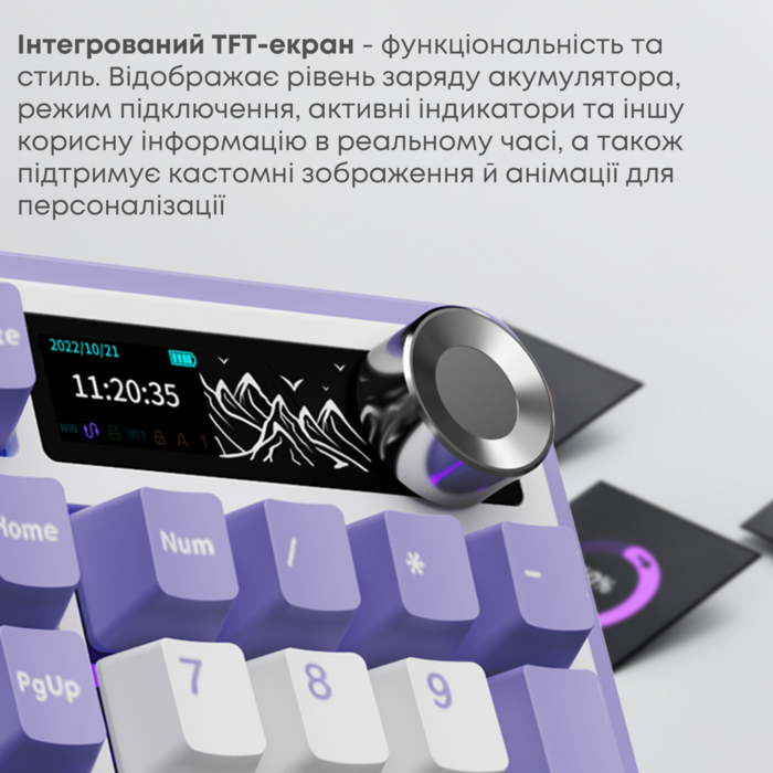 Бездротова механічна клавіатура Ajazz AK980 V2 Gift Switch V2 Purple White Blue (AK980-V2-G-PWB)