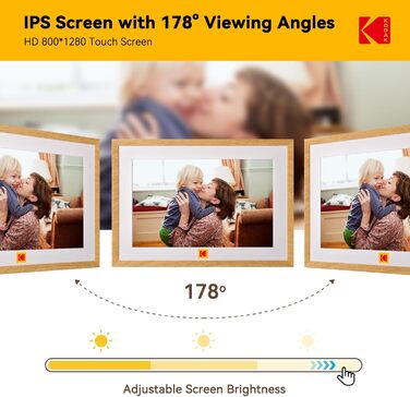 Цифровий фоторамка Kodak WiFi 10.1 дюйм з Wi-Fi, 32GB, сенсорний екран, акумулятор, дерево