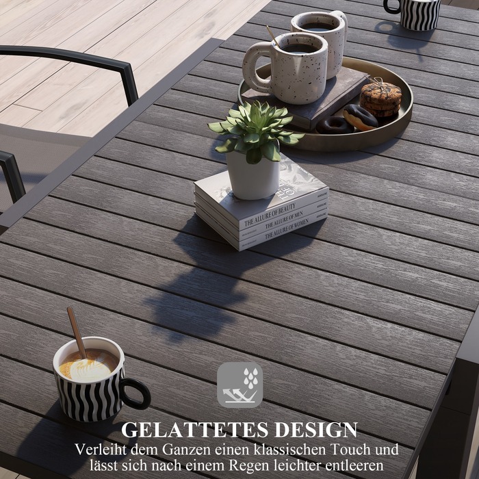 Зовнішній стіл для саду, стійкий до погодних умов, 162 x 80 x 75 см, сірий