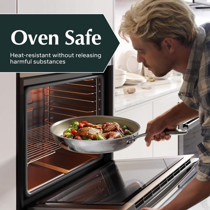 Сковорода Redchef з антипригарним покриттям, 20 см: керамічна, з нержавіючої сталі, без PFOA/PTFE, для індукційних плит