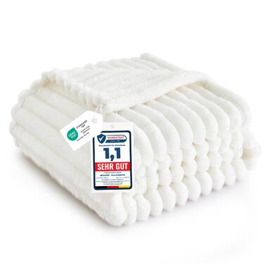 BEDSURE Плед-деко для дому - теплий вовняний та флісовий плед, ковдра на диван, великий грубий плед, ідеальний подарунок на День святого Валентина, 150 x 200 см, білий вовна