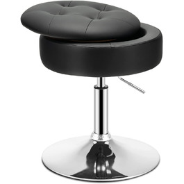 Стілець для макіяжу LIFEZEAL регулюється по висоті, стілець для сидіння повертається на 360 , обертовий стілець з прихованим шафою, круглий офісний стілець з поліуретану, робочий стілець для спальні, вітальні і офісу (рожевий) (чорний)