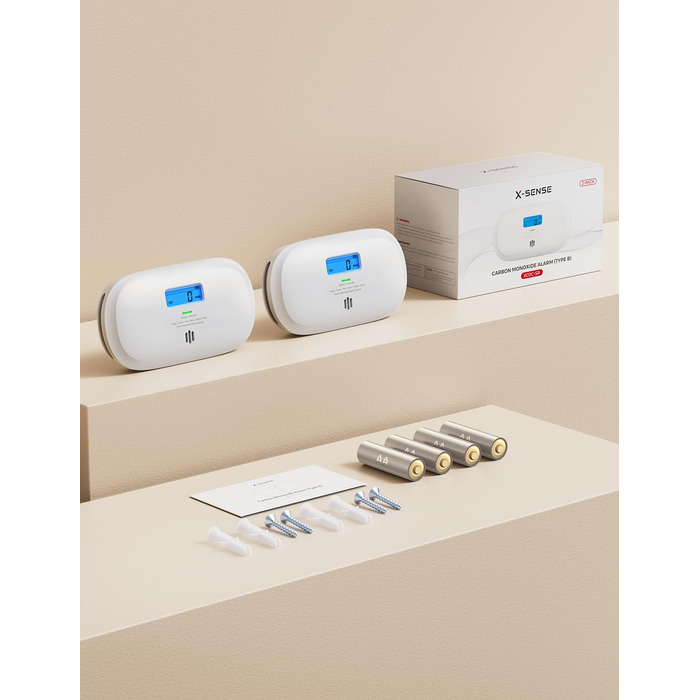 Датчик CO X-Sense XC0C-iR з LCD-дисплеєм, сертифікат TÜV Rheinland, керування через додаток, 1 шт.