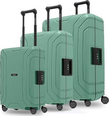 Візок REDOLZ Hard Shell M 65см, 4 колеса, 3-точкова застібка, поліпропілен, Sea Green, набір валіз