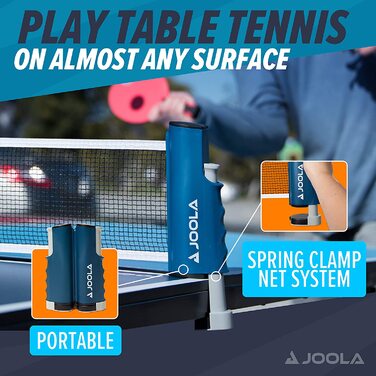 Висувна портативна сітка для настільного тенісу JOOLA CONNECT, комплект (регульована довжина), синій, додатковий комплект для ракеток і м'ячів, ігри для всієї родини синій сірий комплект з набором для настільного тенісу