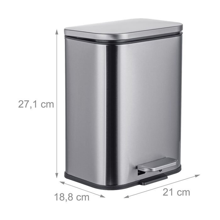 Відро для сміття Relaxdays з захистом від відбитків пальців, 5 л