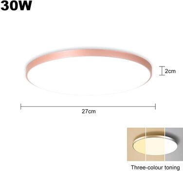 Стельовий світлодіодний світильник Mengjay, з регулюванням яскравості, 3000K6000K, ультратонкий, круглий, 30 Вт, рожевий