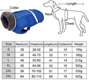 Водонепроникна вітрозахисна шерсть собаки, тепла, для внутрішнього та зовнішнього використання, синя, XX-Large