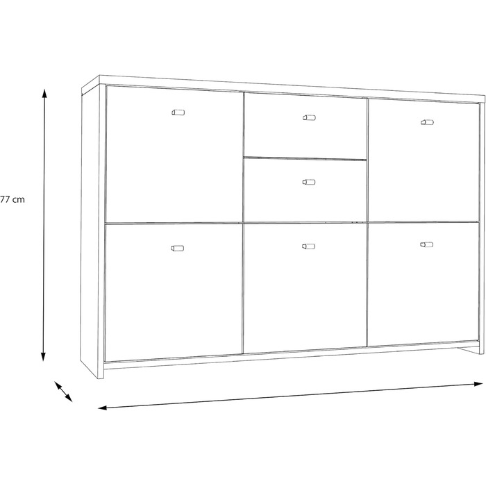 Комод, 5 дверей, 2 шухляди, Old-Wood Vintage & бетонний вигляд, 114x78x30 см