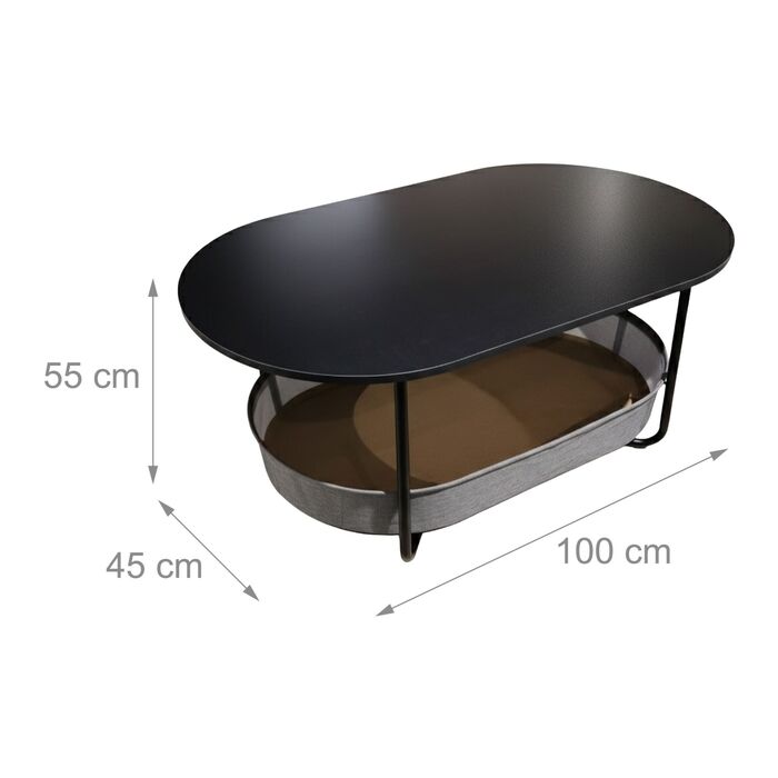 Столик журнальний Relaxdays овальної форми з місцем для зберігання