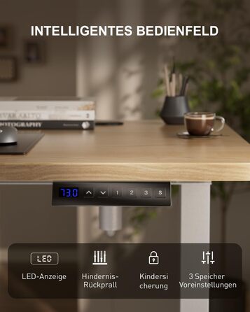 Регульований стіл з підняттям, USB-зарядкою та розеткою, 100 x 60 см. Електричний стіл, регульований комп'ютерний стіл з пам'яттю 3-х функцій, білий (горіх, 100 x 60 см)