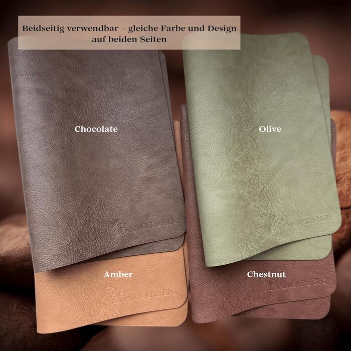 Набори підставки під тарілки Amber&Bee Lederoptik, 6 шт., миючіся, колір каштанове дерево