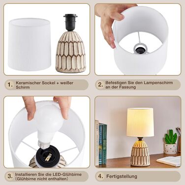 Настільна лампа GyroVu 2 шт. з ротангу, Бохо стиль, цоколь E27, для спальні, вітальні, читання