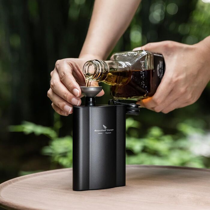 Фляга з титану iBasingo 180мл - Ultraleichter Flachmann для напоїв, Whiskey, Wodka, Weinflasche, Ti3071D (Ti3072d-180ml)