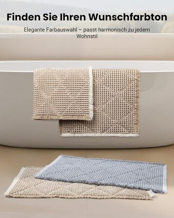 Набір килимків для ванної кімнати 2 шт. Boho стиль, сірий колір, 51x120 см + 46x77 см, нековзкі, для ванної та пральні