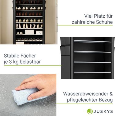 Тумба для взуття Juskys L 9 рівнів, 45 пар взуття, тканинне покриття, водовідштовхувальне, вставна система, сіра