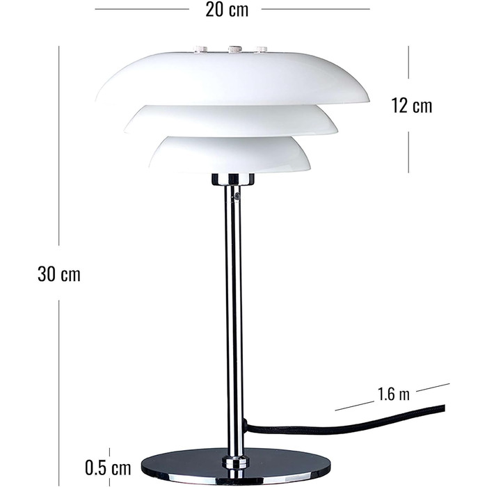 Настільна лампа Dyberg Larsen DL20 настільна лампа діаметром 20 см приліжкова лампа для внутрішнього використання матова світлодіодна лампа з хромованого металу в данському дизайні G9/33W (20x20x30, опал)