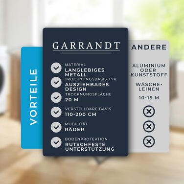 Розкладна сушарка для білизни Phoenix XXL – 20 м сушильної поверхні, чорна, стабільна, з клямками