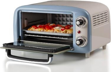Міні-піч Ariete 3919 Vintage: 10 л, гриль, таймер, 230°C, подвійне скло, нержавіюча сталь, зелений (блакитний)