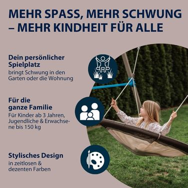 Шоукель HUDORA Nestschaukel Lounge - зручна сімейна гойдалка для дому та вулиці (110 см, Mocha)