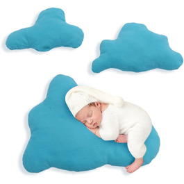 Реквізит для дитячої фотозйомки BYNYXI, 3 шт., мила подушка-хмара, подушка для позування, подушка для немовлят, плюшева подушка з набиванням, м'яка подушка для фотосесії, аксесуари для хлопчиків і дівчаток 0-3 місяців (темно-синій)