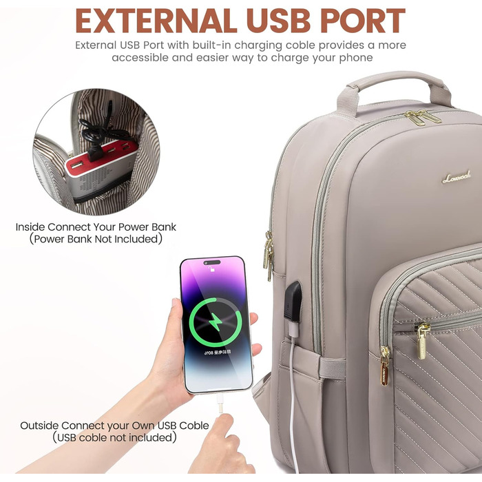 LOVEVOOK Рюкзак для жінок, великий, 15.6 дюймів, для ноутбука, водонепроникний, шкільний, для дівчаток, підлітків, чорний, елегантний, для роботи, для школи, університету, подорожей (15.6 дюймів, Taro-сірий)