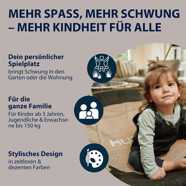 Шоукель HUDORA Nestschaukel Lounge - регульована висота, діаметр 90/110 см, до 150 кг, закрита сидіння, сімейна для дому та саду (Моха, 90 см, Single)