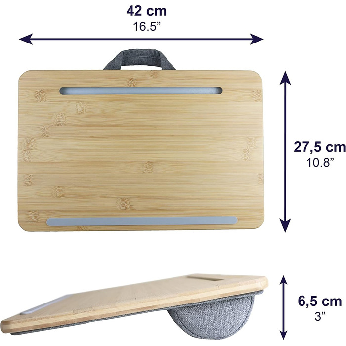 Підставка для ноутбука PEPE Mobility з подушкою, підставка для колін, бамбукова підставка для ноутбука та планшета, до 17 дюймів