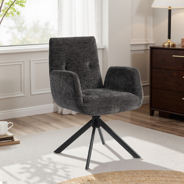 Крісло-шезлонг, акцентне крісло, сучасний дизайн, поворотне, до 120 кг, чорного кольору