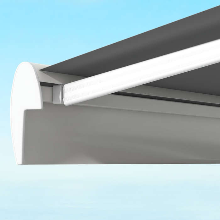 Електричний тент Outsunny Folding Arm 4 м з ручним рукояткою та дистанційним керуванням, балконний тент для захисту від сонця настінний монтаж Alu Light Grey