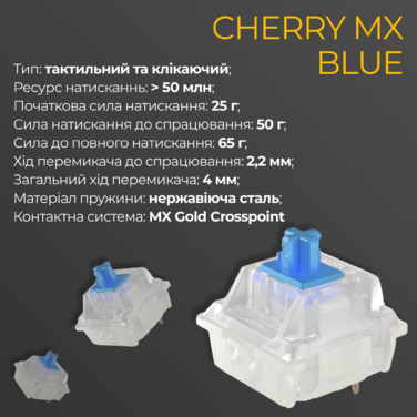 Механічна клавіатура Ducky One 3 TKL Cherry MX Blue RGB Black UA
