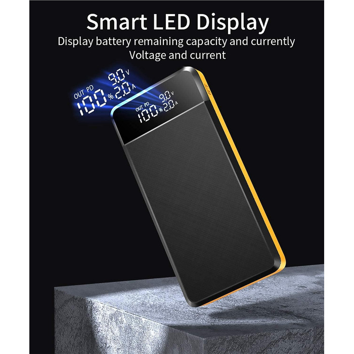 Входи/виходи, LED, ліхтарик, смартфон/планшет, помаранчевий, 30000mAh 25W PD3.0, USB-C, 3