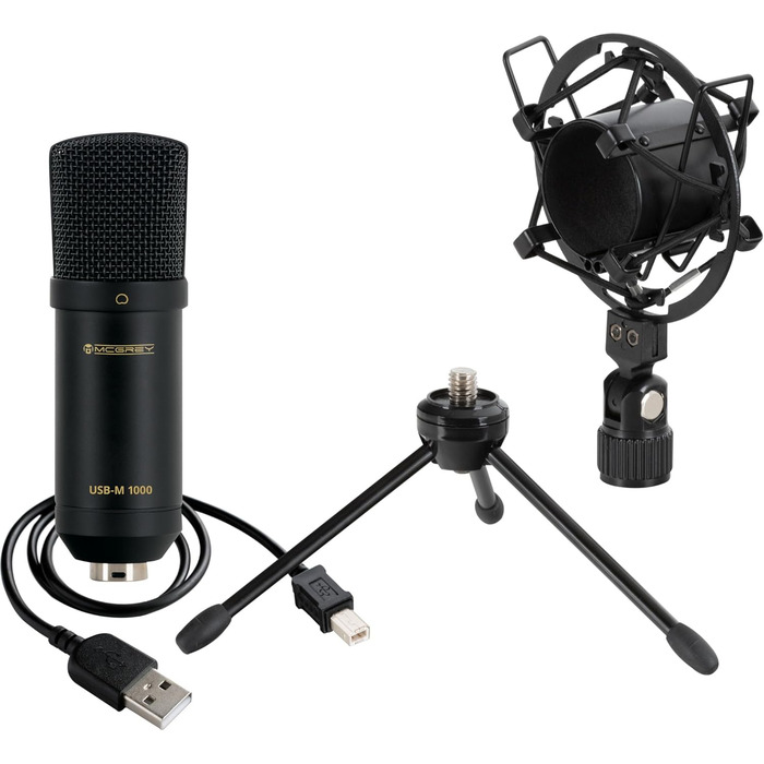 McGrey USB-M 1000 BK: Конденсаторний мікрофон для подкастів, стрімінгу та геймінгу. Чорний