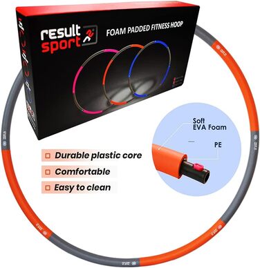 Результат Спортивні обручі для дорослих вагою 1,2 кг, шириною 100 см, знімні, 8-секційні, обтяжені фітнес-обручі, фітнес-вправи для тренувань (Помаранчевий-1,5 кг)