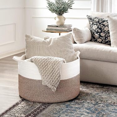 Корзина для зберігання TIMEYARD, корзина для дитячої кімнати, велика корзина для білизни, корзина для ялинки, корзина для ковдр та іграшок, плетена корзина, 55x35 см, оливковий колір