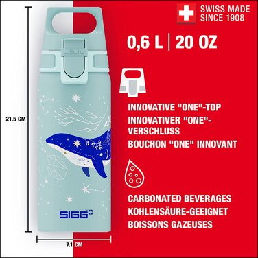 Дитяча пляшка для пиття SIGG WMB One Brave Eagle об'ємом 0,6 л, Дитяча пляшка для пиття, що не містить забруднюючих речовин і герметична, алюмінієва пляшка для води, полегшена як пір'їнка, (занурення)