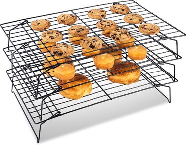 Поверхова решітка для торта, решітка для охолодження, решітка для випічки з нержавіючої сталі, 40 x 25 см, решітка для охолодження тортів, для охолодження тортів, з антипригарним покриттям, підходить для печива і для охолодження тортів (невеликого розміру