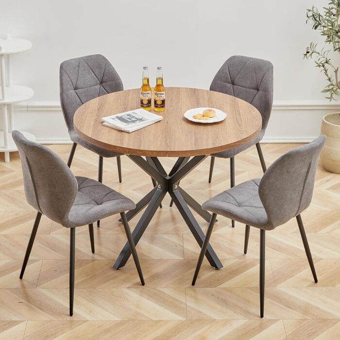 Стільці для їдальні GrandCA HOME, оббиті, скандинавський стиль, метал, ромбоподібні подушки, сірі (2 шт.)