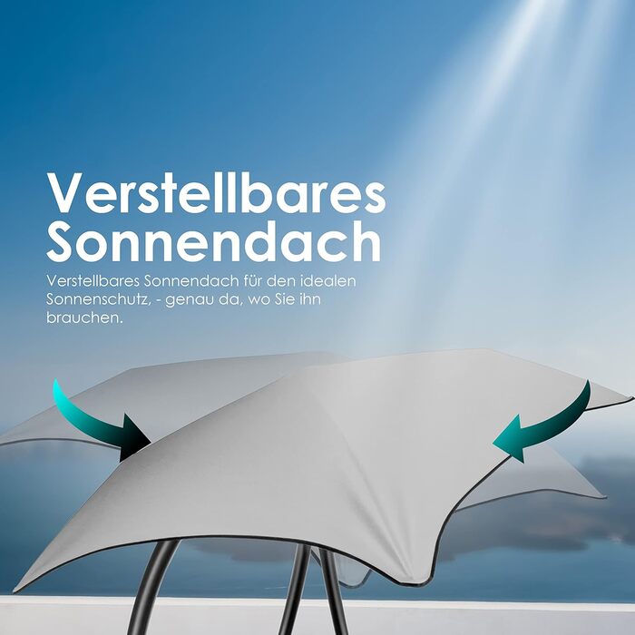 Кесер® Плаваюча лежанка з парасолькою, гамак-лежанка, сонячна лежанка H200, L194, B100 см, лежанка для відпочинку, гамак-шезлонг, до 120 кг, з подушкою для шиї, сумка в комплекті (Сірий)