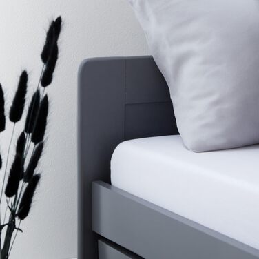 Висувне ліжко Homestyle4u 90x200 см з ящиком для зберігання, сірий дуб, каркас з сосни, ламелі, дитяче ліжко