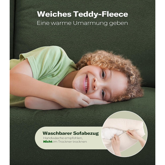 Зручне диванчик для підліткової кімнати: компактний диван на 2 місця з масиву дерева (зелений, 211 см)