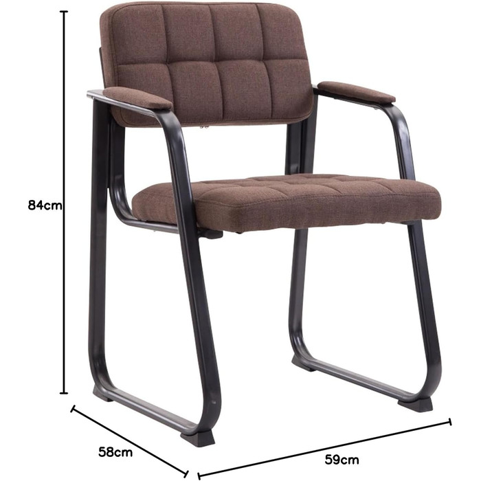 Крісло для відвідувачів Canada B з м'яким сидінням та тканинним покриттям. Зручне крісло для зони очікування з підлокітниками та металевим каркасом, колір: коричневий