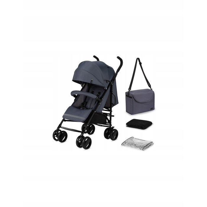 Прогулянкова коляска MoMi AKIRA, сіра, 6,70 кг, з дощовиком та москітною сіткою