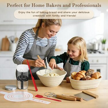 Набір для закваски з 19 частин: 2 гнізда для бродіння з силікону (23см та 25см), скляна тара для закваски, аксесуари для випічки, подарунок для початківців та професіоналів