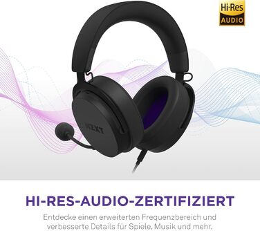 Релейна гарнітура NZXT - Hi-Res Audio, DTSX, легка, знімний мікрофон, чорний, ігри на ПК