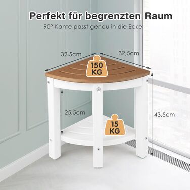 Крісло для ванної кімнати RELAX4LIFE з ручками та полицею, до 150 кг, коричнево-біле (Модель 1)