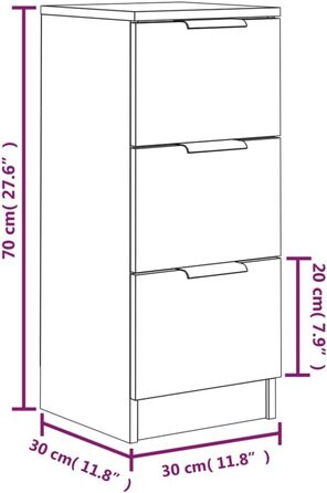 Комод із сервантом Credenza Cabinet 30x30x70см інженерне дерево (сірий бетон)