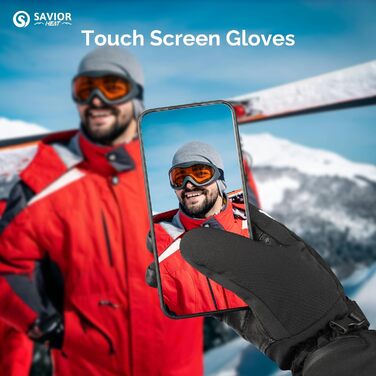 Обогревні рукавички SAVIOR HEAT для чоловіків та жінок, шкіряні рукавички для зимового катання на лижах та ковзанах, рукавички для артриту, акумуляторні, 7.4V 2200mAh, чорний, L