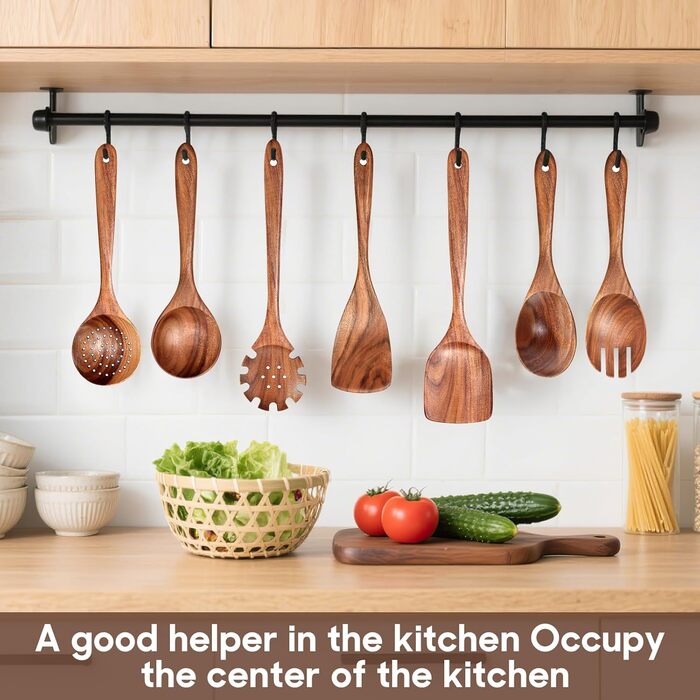 Дерев'яний набір кухонного приладдя Spardar (12 шт.): ложки, шумовки, підставка, рукавички. Ідеально для подарунку!